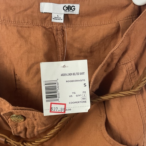 NWT GBG Women’s Coopertone Arden Linen Belted Short Skirt, Size Small - Picture 4 of 6